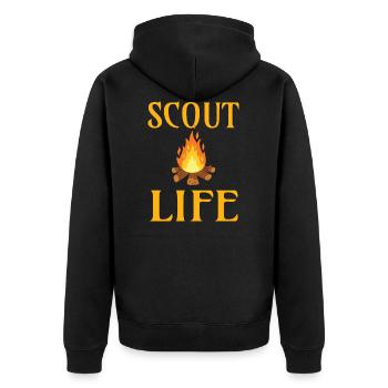 SCOUT: Scout Life - Unisex Premium Bio Zip Hoodie - Schwarz - Hinten - Nico (187cm)