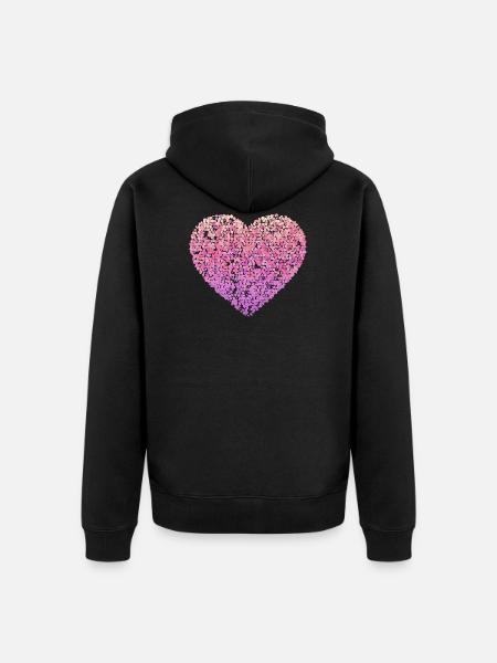 Rosa Blumenherz - Unisex Premium Bio Zip Hoodie - Schwarz
