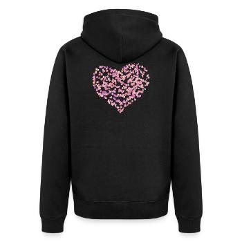 fleur feuilles coeur - Veste à capuche bio Premium Unisexe - noir - Dos - Nico (187cm)