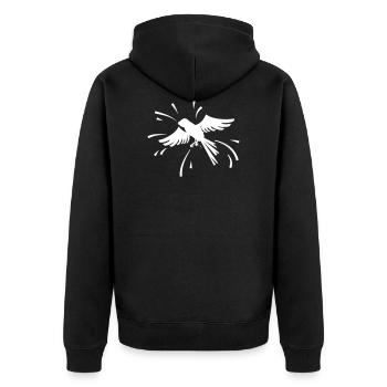 Weißer Raubvogel - Unisex Premium Bio Zip Hoodie - Schwarz - Hinten - Nico (187cm)