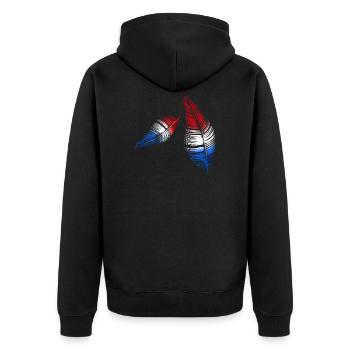 plumes rouge blanc bleu - Veste à capuche bio Premium Unisexe - noir - Dos - Nico (187cm)