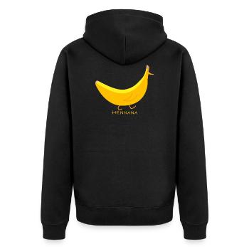 Lustiges Huhn als Banane (b) - Unisex Premium Bio Zip Hoodie - Schwarz - Hinten - Nico (187cm)