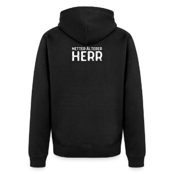 Netter Älterer Herr - Geschenk Rentner - Unisex Premium Bio Zip Hoodie - Schwarz - Hinten - Nico (187cm)