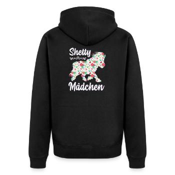Cadeau d'équitation poney cheval Shetty girl rider - Veste à capuche bio Premium Unisexe - noir - Dos - Nico (187cm)