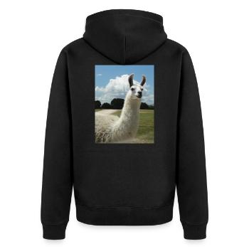 lama, alpaca, alpaca love, gift - Unisex Premium Organic Zip Hoodie - black - Back - Nico (187cm)