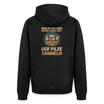 Pilzsammler Pilze Sammeln Pilze Geschenk - Unisex Premium Bio Zip Hoodie - Schwarz - Hinten - Nico (187cm)