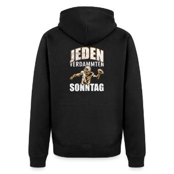 American Football Coach Footballfan Geschenk - Unisex Premium Bio Zip Hoodie - Schwarz - Hinten - Nico (187cm)