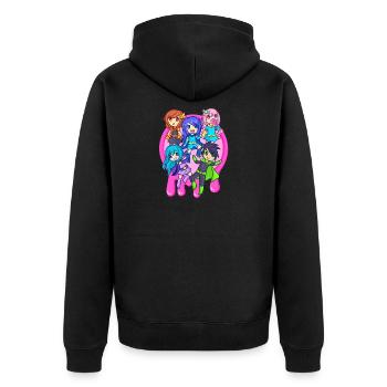 Superheld Pink Slime Krew - Unisex Premium Bio Zip Hoodie - Schwarz - Hinten - Nico (187cm)