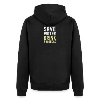 Save Water Drink Prosecco - Sekt - Unisex Premium Bio Zip Hoodie - Schwarz - Hinten - Nico (187cm)
