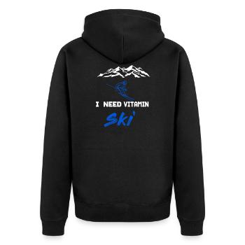 Need Vitamin Ski winter sports skiing design Gift - Unisex Premium Organic Zip Hoodie - black - Back - Nico (187cm)
