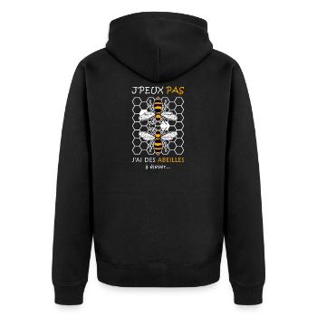 J'Peux Pas J'Ai Des Abeilles à élever Apiculteur - Unisex Premium Bio Zip Hoodie - Schwarz - Hinten - Nico (187cm)