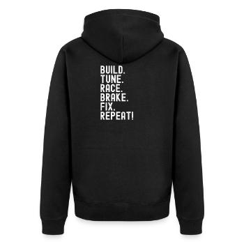 Motor Sport Racing Mechanic Tuning Tuner - Unisex Premium Organic Zip Hoodie - black - Back - Nico (187cm)