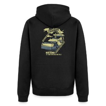 Straßenbau Straßenbauer Asphaltbauer Asphaltierer - Unisex Premium Bio Zip Hoodie - Schwarz - Hinten - Nico (187cm)