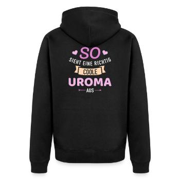 Uroma - Unisex Premium Bio Zip Hoodie - Schwarz - Hinten - Nico (187cm)