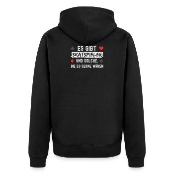 Skat-Spieler Geschenk - Unisex Premium Bio Zip Hoodie - Schwarz - Hinten - Nico (187cm)
