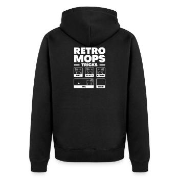 Retro-Mops - Unisex Premium Bio Zip Hoodie - Schwarz - Hinten - Nico (187cm)
