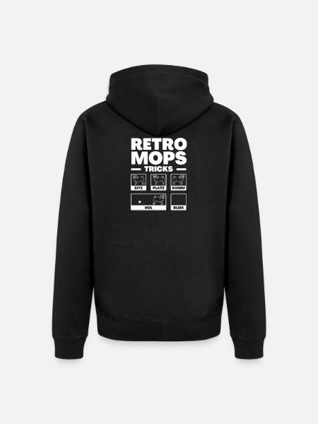 Retro-Mops - Unisex Premium Bio Zip Hoodie - Schwarz