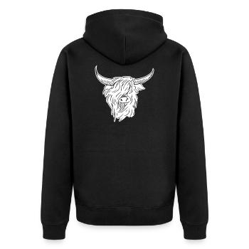 scottish highlander 02 white - Unisex Premium Organic Zip Hoodie - black - Back - Nico (187cm)