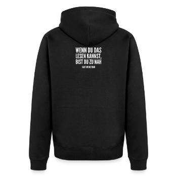 Geschenk Ehefrau für Ehemann lustig - Unisex Premium Bio Zip Hoodie - Schwarz - Hinten - Nico (187cm)