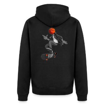 Lustiger Basketball Spieler macht den Skater-Trick - Unisex Premium Bio Zip Hoodie - Schwarz - Hinten - Nico (187cm)