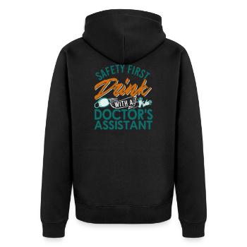 Physician Assistant - Unisex Premium Organic Zip Hoodie - black - Back - Nico (187cm)