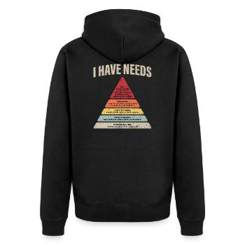 I Have Needs Psychology Psychologist Funny Apparel - Unisex Premium Bio Zip Hoodie - Schwarz - Hinten - Nico (187cm)