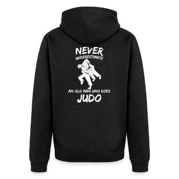 Judo vieil homme citation drôle disant cool humour amusant Jo - Veste à capuche bio Premium Unisexe - noir - Dos - Nico (187cm)