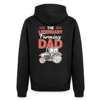 Legende Farmer Papa - Unisex Premium Bio Zip Hoodie - Schwarz - Hinten - Nico (187cm)