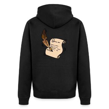 Schriftsteller Autor Tintenschrift Feder Geschenk - Unisex Premium Bio Zip Hoodie - Schwarz - Hinten - Nico (187cm)