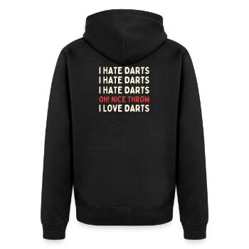 I Hate Darts - Joueur de fléchettes - Veste à capuche bio Premium Unisexe - noir - Dos - Nico (187cm)