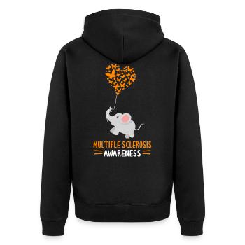 Multiple Sclerosis Awareness - Unisex Premium Organic Zip Hoodie - black - Back - Nico (187cm)