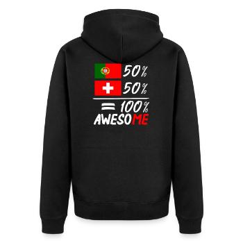 50% Portugal 50 % Suisse - Veste à capuche bio Premium Unisexe - noir - Dos - Nico (187cm)