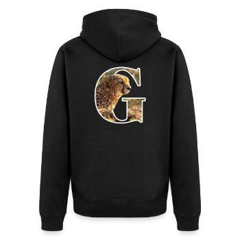 G Cheetah alphabet animals - Unisex Premium Organic Zip Hoodie - black - Back - Nico (187cm)