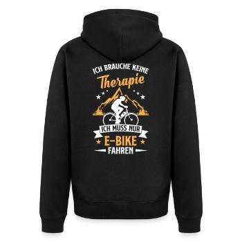 E Bike MTB Spruch Elektro Fahrrad Geschenk - Unisex Premium Bio Zip Hoodie - Schwarz - Hinten - Nico (187cm)