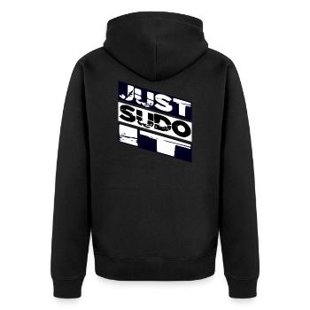 mom zocker humor superpower it moman coder - Unisex Premium Bio Zip Hoodie - Schwarz - Hinten - Nico (187cm)