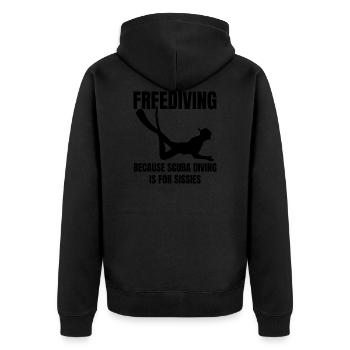 Freitauchen | Apnoetauchen Freediving Geschenkidee - Unisex Premium Bio Zip Hoodie - Schwarz - Hinten - Nico (187cm)