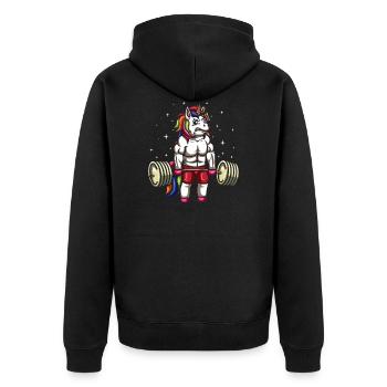 Unicorn weightlifters - Unisex Premium Organic Zip Hoodie - black - Back - Nico (187cm)