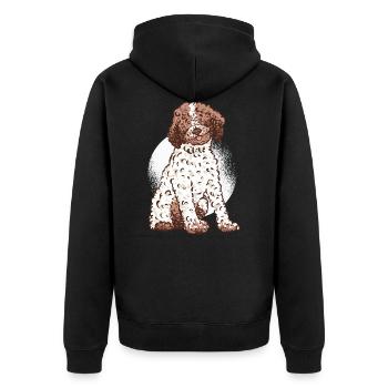 Lagotto Romagnolo dog motif sketch drawn - Unisex Premium Organic Zip Hoodie - black - Back - Nico (187cm)
