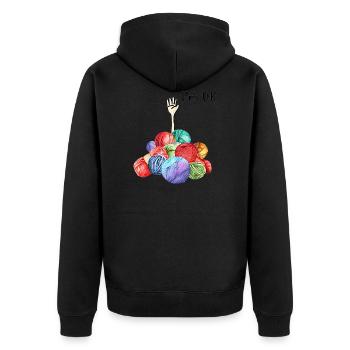 Häkeln Stricken mit Tier witzig - Unisex Premium Bio Zip Hoodie - Schwarz - Hinten - Nico (187cm)