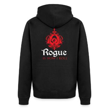 RPG-Spiele Rogue ist, wie ich rolle - Unisex Premium Bio Zip Hoodie - Schwarz - Hinten - Nico (187cm)