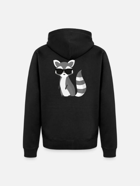 cool raccoon - Unisex Premium Organic Zip Hoodie - black