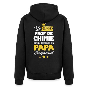 Prof de physique chimie fête des pères homme papa - Veste à capuche bio Premium Unisexe - noir - Dos - Nico (187cm)