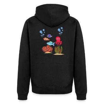 Animaux de mer Coraux Pieuvres sous-marine Pieuvres - Veste à capuche bio Premium Unisexe - noir - Dos - Nico (187cm)