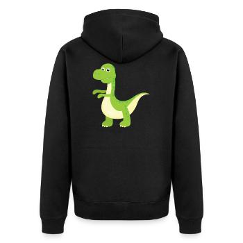 Dinosaurier - Unisex Premium Bio Zip Hoodie - Schwarz - Hinten - Nico (187cm)