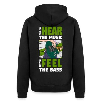 Bassist E-Bass Musik - Unisex Premium Bio Zip Hoodie - Schwarz - Hinten - Nico (187cm)