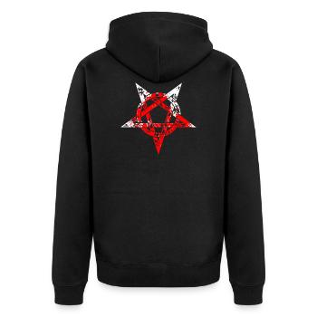 Pentagramm blutig - Unisex Premium Bio Zip Hoodie - Schwarz - Hinten - Nico (187cm)