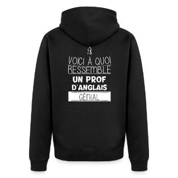 Anglais - Professeur - Génial - Cadeau - Drôle - Veste à capuche bio Premium Unisexe - noir - Dos - Nico (187cm)