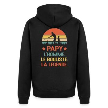 grand père bouliste humour pétanque papy papi pépé - Veste à capuche bio Premium Unisexe - noir - Dos - Nico (187cm)