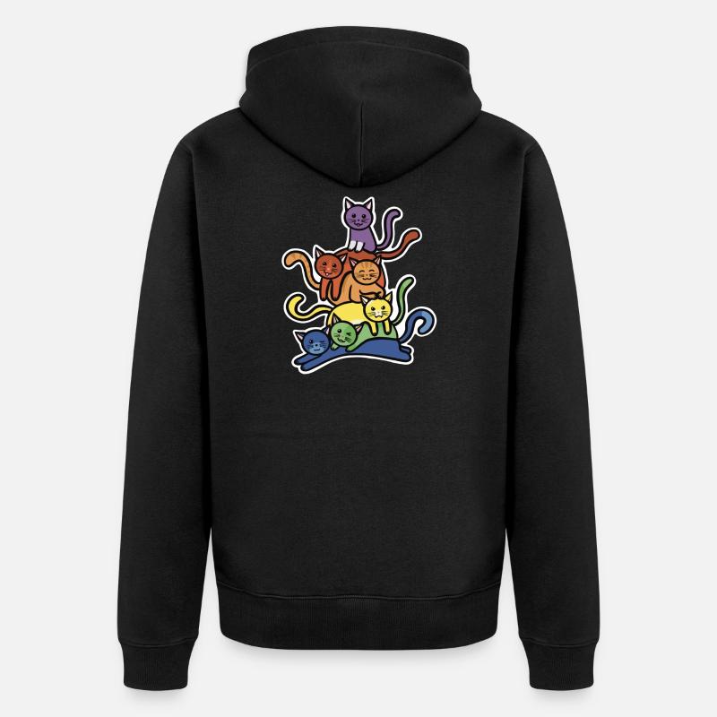 Pile de chats arc-en-ciel - Veste à capuche bio Premium Unisexe - noir