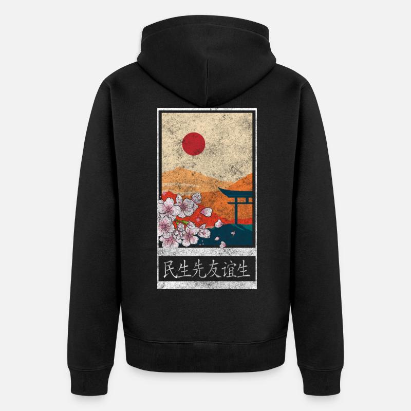 Kirschblüten Blumen Gärtner - Unisex Premium Bio Zip Hoodie - Schwarz